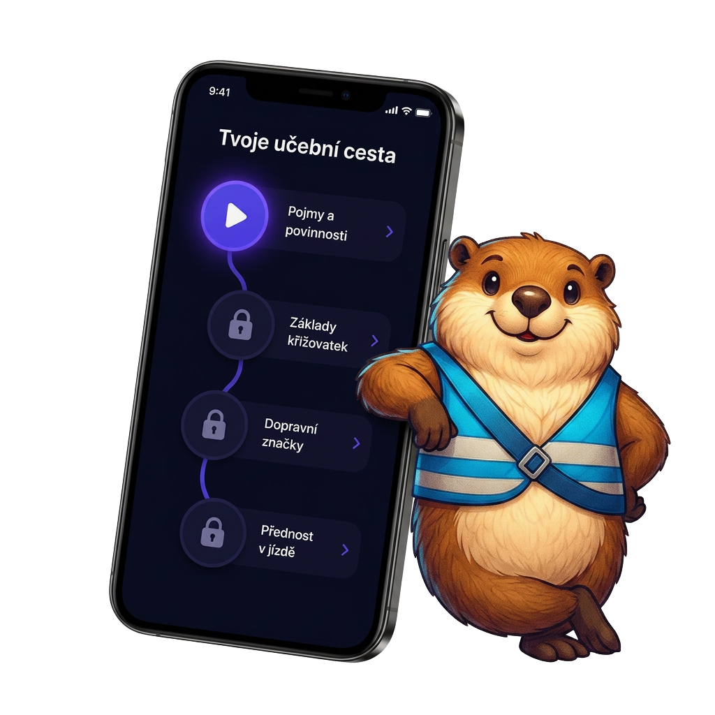 Aplikace Autoškola Hero s maskotem